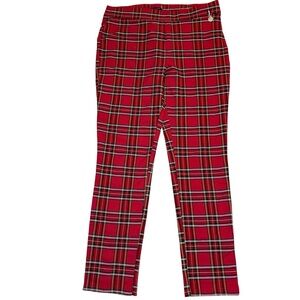 Tommy Hilfiger women's red tartan plaid pants Large